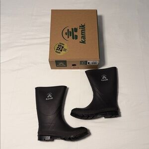 Kamik Kids Black Stomp Rain Boots - size 4